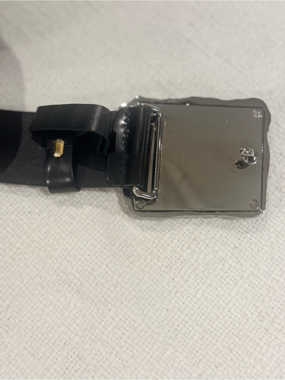 Prada spazzolato leather belt metallic polished steel / inlay of precious stone - Picture 8 of 10